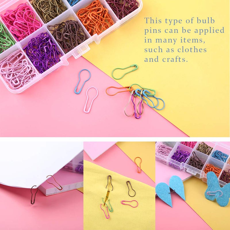 Mayboos 300 Pieces Safety Bulb Pins,10 Colors Calabash Crochet Stitch Markers, Metal Safety Pins for Knitting and DIY Project with Storage Box - Image 4